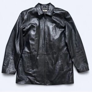 Vintage 90s Wilson’s leather pelle studio black leather zip up jacket